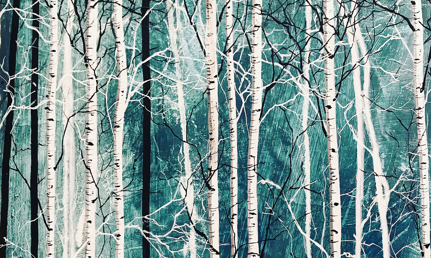 Variation 1 de Forêts / 40x40 cm / 2019 / Acryl Collage Ink