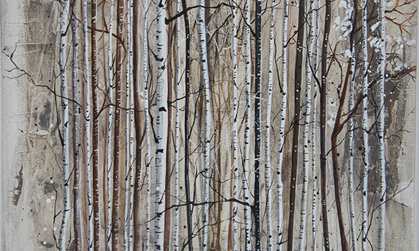 Variation 2 de Forêts / 40x40 cm / 2019 / Acryl Collage Ink