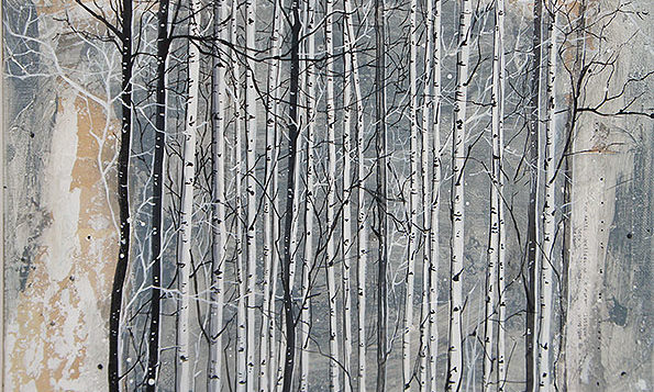 Variation 3 de Forêts / 40x40 cm / 2019 / Acryl Collage Ink